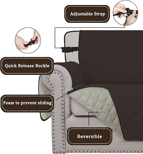 Miniatura 1120 de Easy-Going - Funda reversible para sofá, resistente al agua, con varillas de espuma y correas elásticas, protector de muebles para mascotas y perros