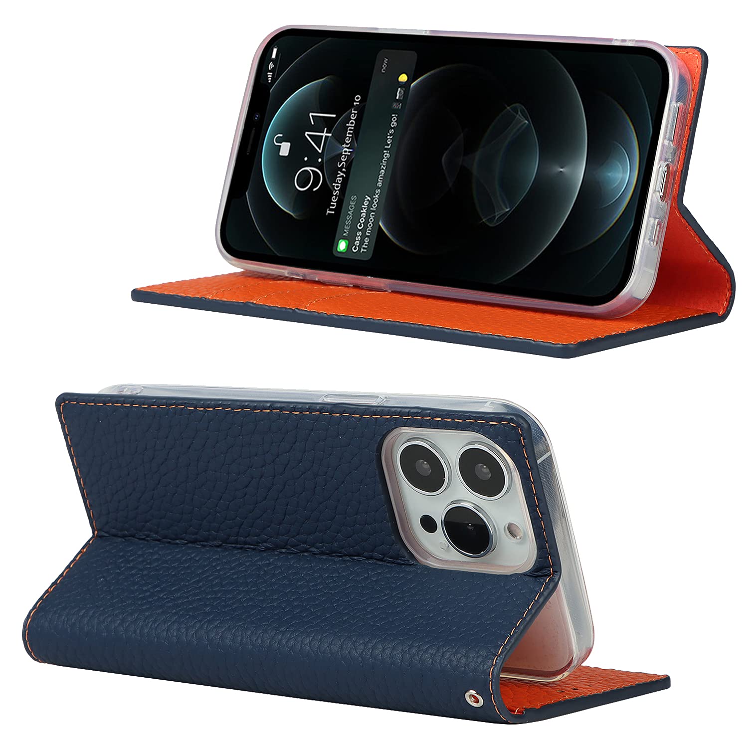 iPhone13 proMax手帳型ケース カバー ネイビー 財布型 カード iPhone 13 Pro Max ProMax ケース 手帳型 レザー お財布 カード