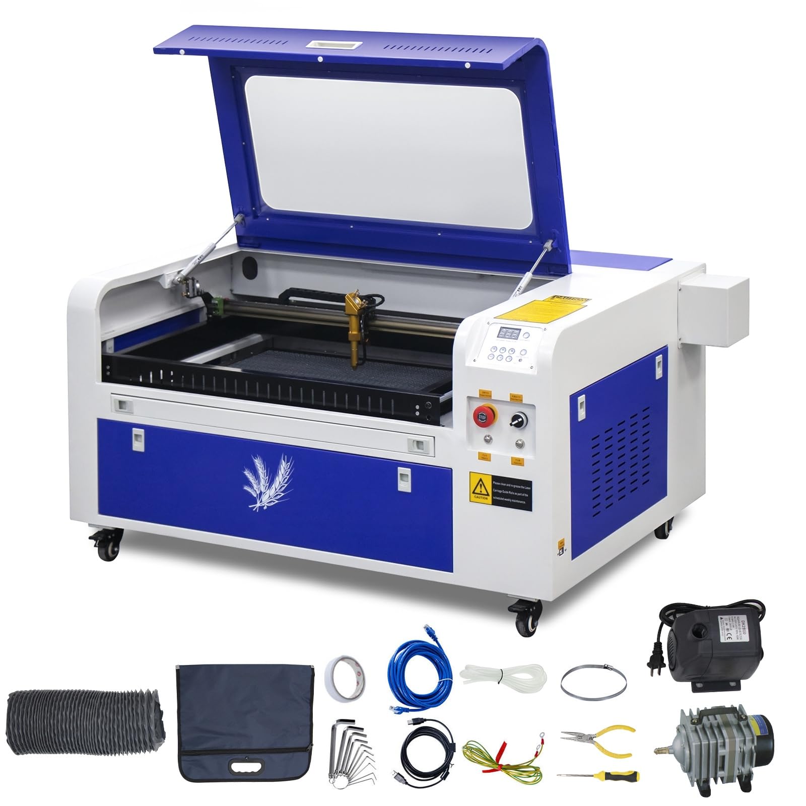 60W Macchina per Incisione Laser CO2 Compatta Piano di Lavoro 600x400mm Velocità di Incisione 1-600 mm/s,Velocità di Taglio 1-400 mm/s Macchina da Taglio per Incisione Tubo Inciso