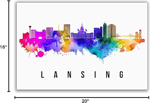 Vista 199 de Póster de Fargo Skyline Dakota del Norte, pintura de paisaje urbano de Dakota del Norte, póster de Fargo Dakota del Norte, impresión de paisaje