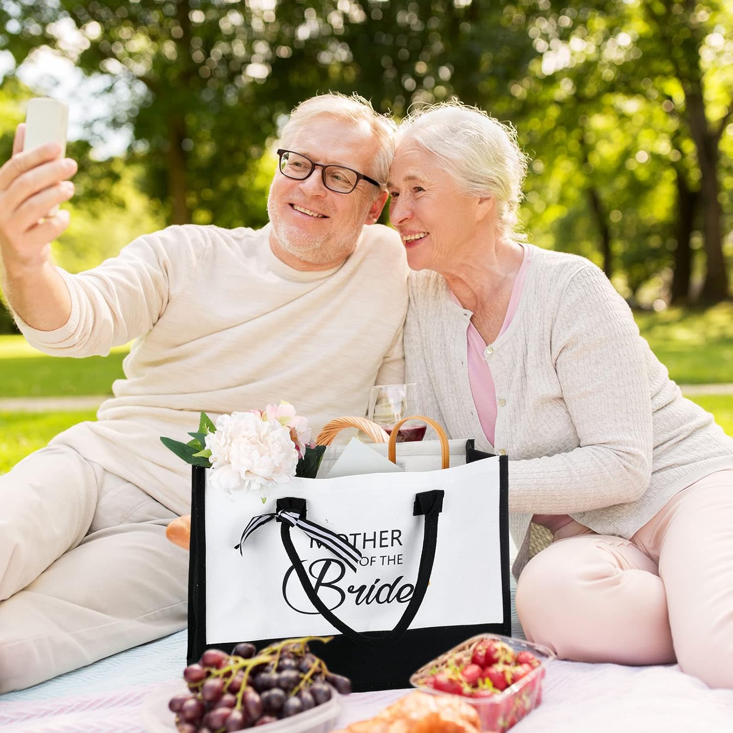 Aoriher 2 Pcs Mother of Bride and Groom Gift Set Canvas Tote Bag Bridal Shower Gifts for Mother of The Groom Bride for Wedding Bachelorette Engagement - Image 6