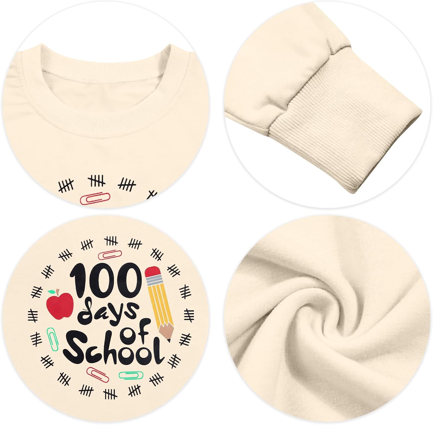 KNEYATTA 100 Days of School Shirt Women Kindergarten Teacher Sweatshirts 100th Day of School Celebration Gifts Pullover Top