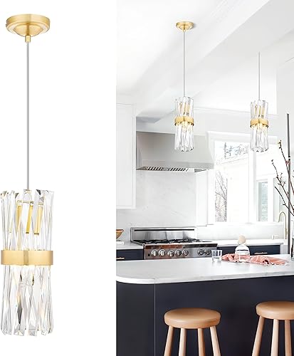 Miniatura 9 de Ken & Ricky Luces colgantes para isla de cocina dorado, paquete de 3 unidades, iluminación colgante de cristal sobre la isla, lámparas colgantes