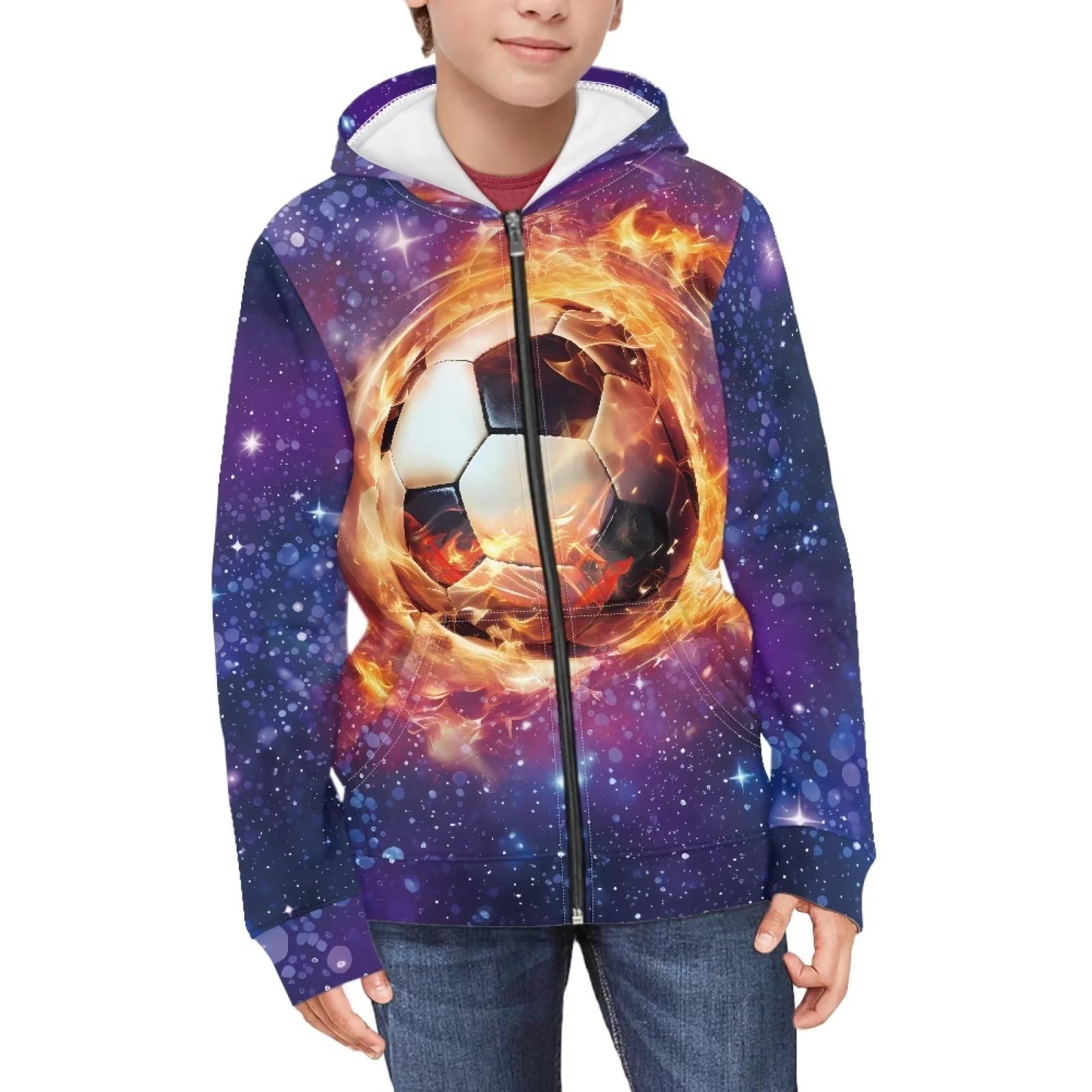 Suobstales Kids Soft Zip-Up Hoodie for Boys 6-16 Years Hooded Sweatshirt Fall Cardigan Jacket with Pockets