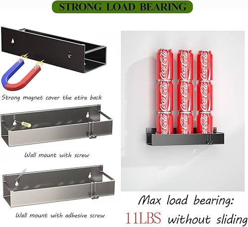 Miniatura 3 de ALPHYSE Estante magnético para especias, estante de especias de montaje en pared de 11.8 pulgadas, estante magnético para refrigerador, organizador