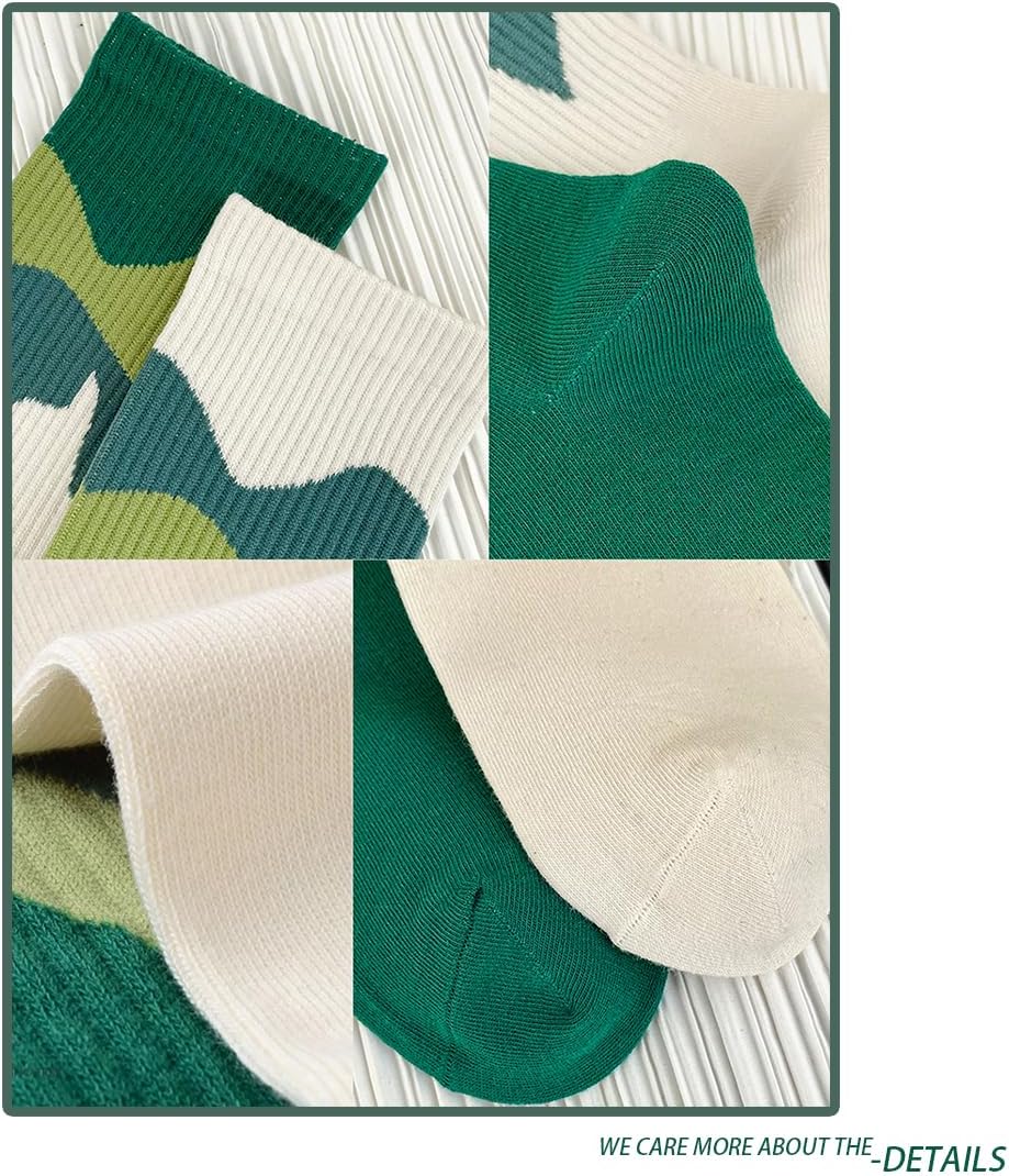 4 Pairs Cotton Fashion Athletics Retro Cute Striped Crew Socks for Women - Image 3
