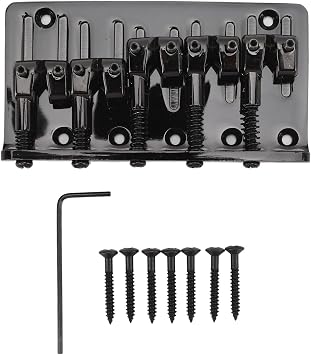 Eujgoov 5 String Bass Bridge, Hardtail Saddle Bridge Adjustable Saddle for Bass Guitars Replacement Black
