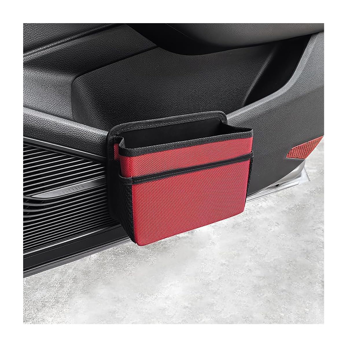 Car Side Door Trash Can for Ferrari SF90 Stradale PHEV 2024, Portable Hanging Bucket Trash Can Waterproof Leak-Proof Dustbin Garbage Organizer Holder Interior Accessories,Normal-Red