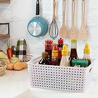 Vista 6 de Gloreen Cesta de plástico blanco, cestas de almacenamiento de tejido de 8 cuartos de galón, 4 paquetes