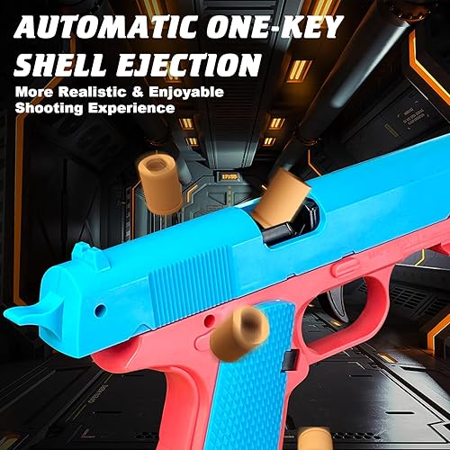 Miniatura 10 de Pistola de juguete con recarga automática de rebote de expulsión y blaster de espuma suave, ideal para juegos de disparos, juguetes de modelo