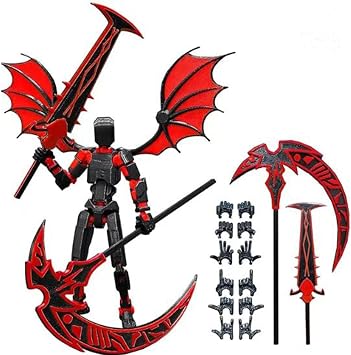 T13 Action Figur T13 joint action figure 3D printing Lucky13 Dummy Titan13 Multi Jointed Action Figure Robot 13 Stop Motion Figures desktop decoration gifts for game lovers red and black