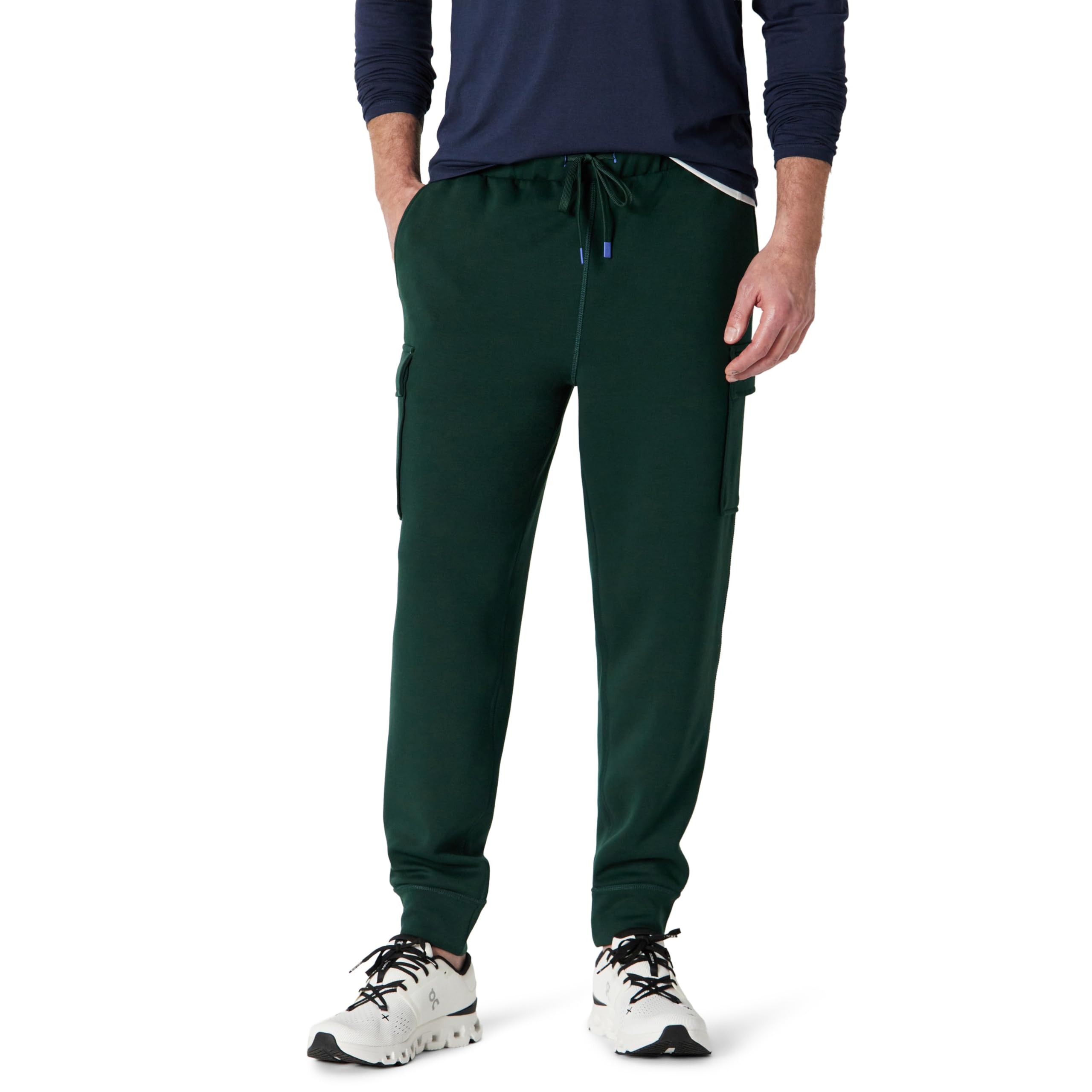 Amazon Essentials Men's Active Sweat Relaxed-Fit Cargo Joggers with Pockets, Dark Green, S