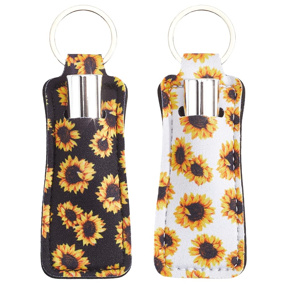 Porte-clés pochette baume à lèvres CRASPIRE motif floral x2