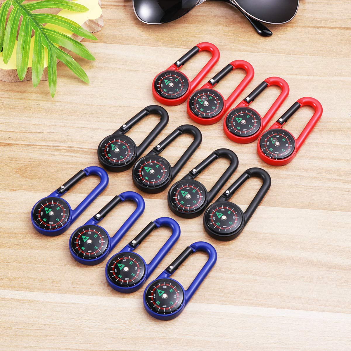 5 Boussoles Pendentifs Avec Mousqueton - Pour Sac à Dos Ou Clés - Couleurs Variées - Outil De Survie Et Orientation - 8