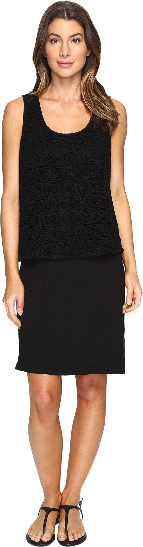 Mod-O-Doc Womens Slub Jersey Lace Layover Tank Dress - Black - 12/14