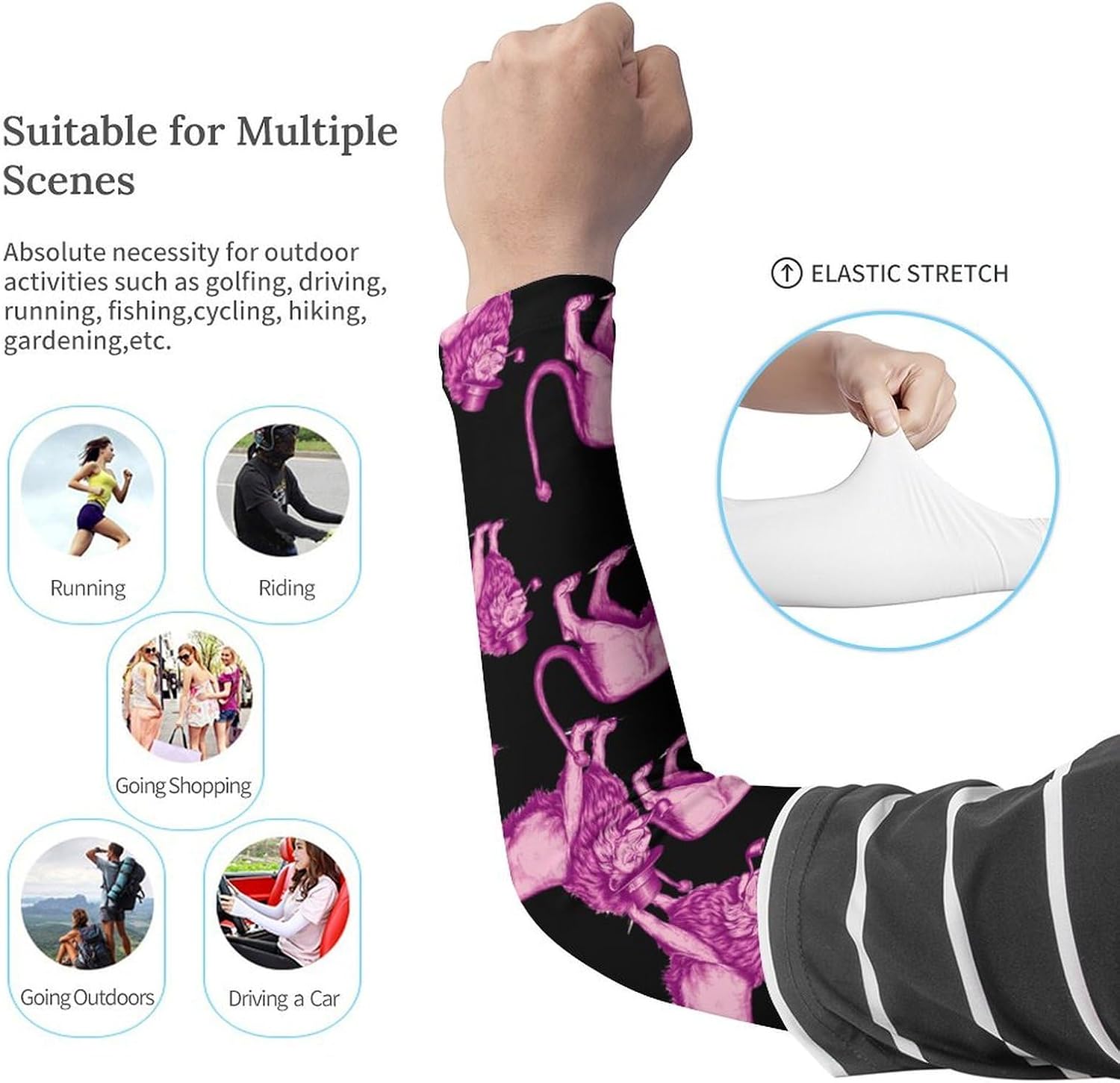 Old Gentleman Lion Arm Sleeves Cooling Sun Protection Sports Compression for Golf Basketball