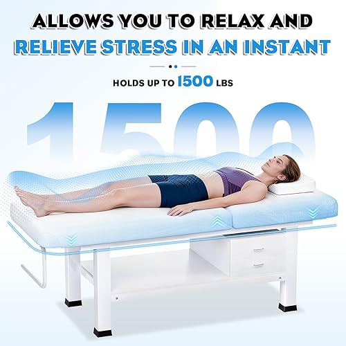 Miniatura 6 de Mesa de masaje estacionaria con espuma viscoelástica, mesa de tatuaje de masaje con altura ajustable, cama facial para esteticista, piel sintética,