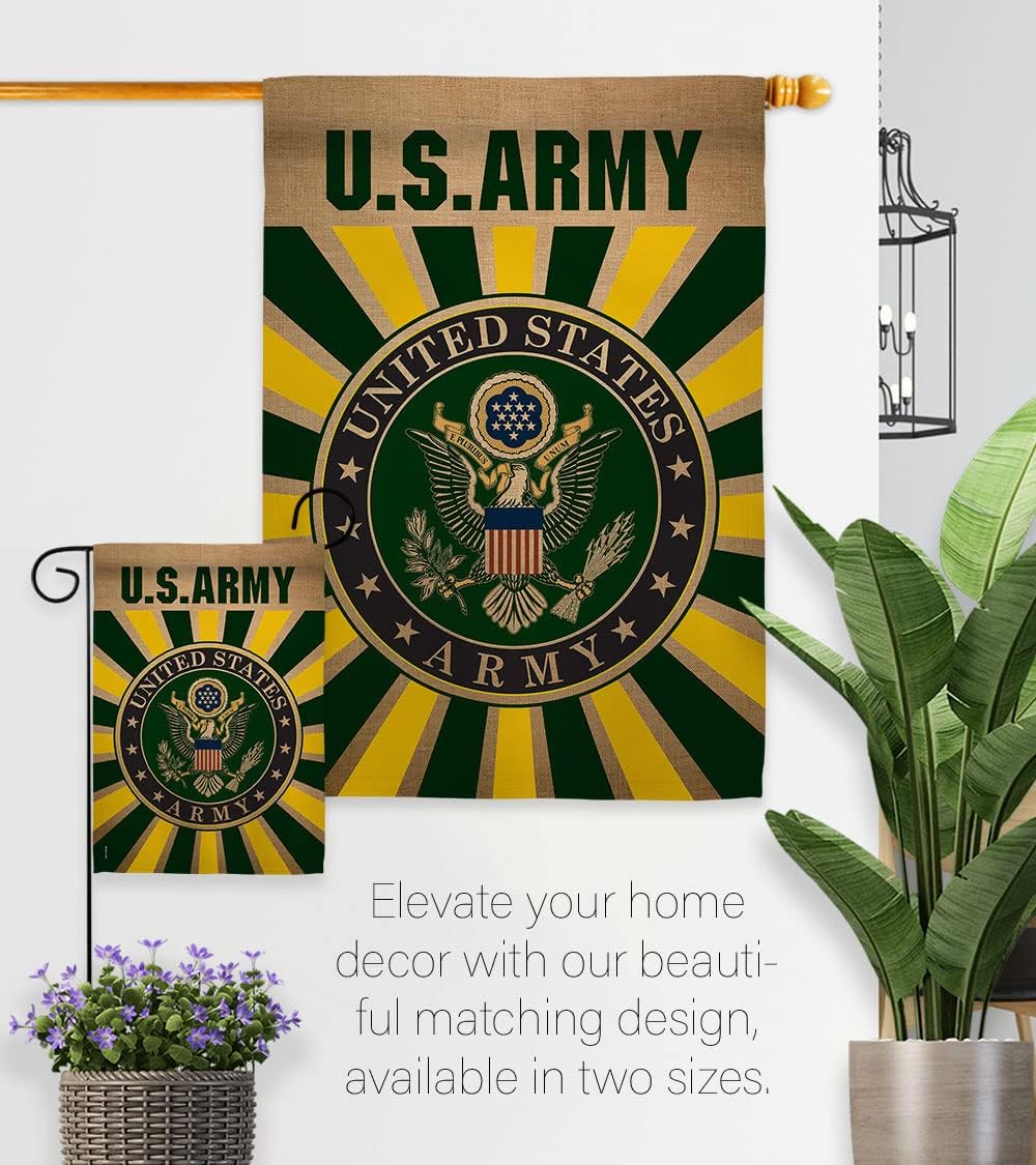 Army Garden Flag - Set Wall Holder Armed Forces Rangers United State American Military Veteran Retire Official - House Decoration Banner Small Yard Gift Double-Sided Made in USA 13 X 18.5