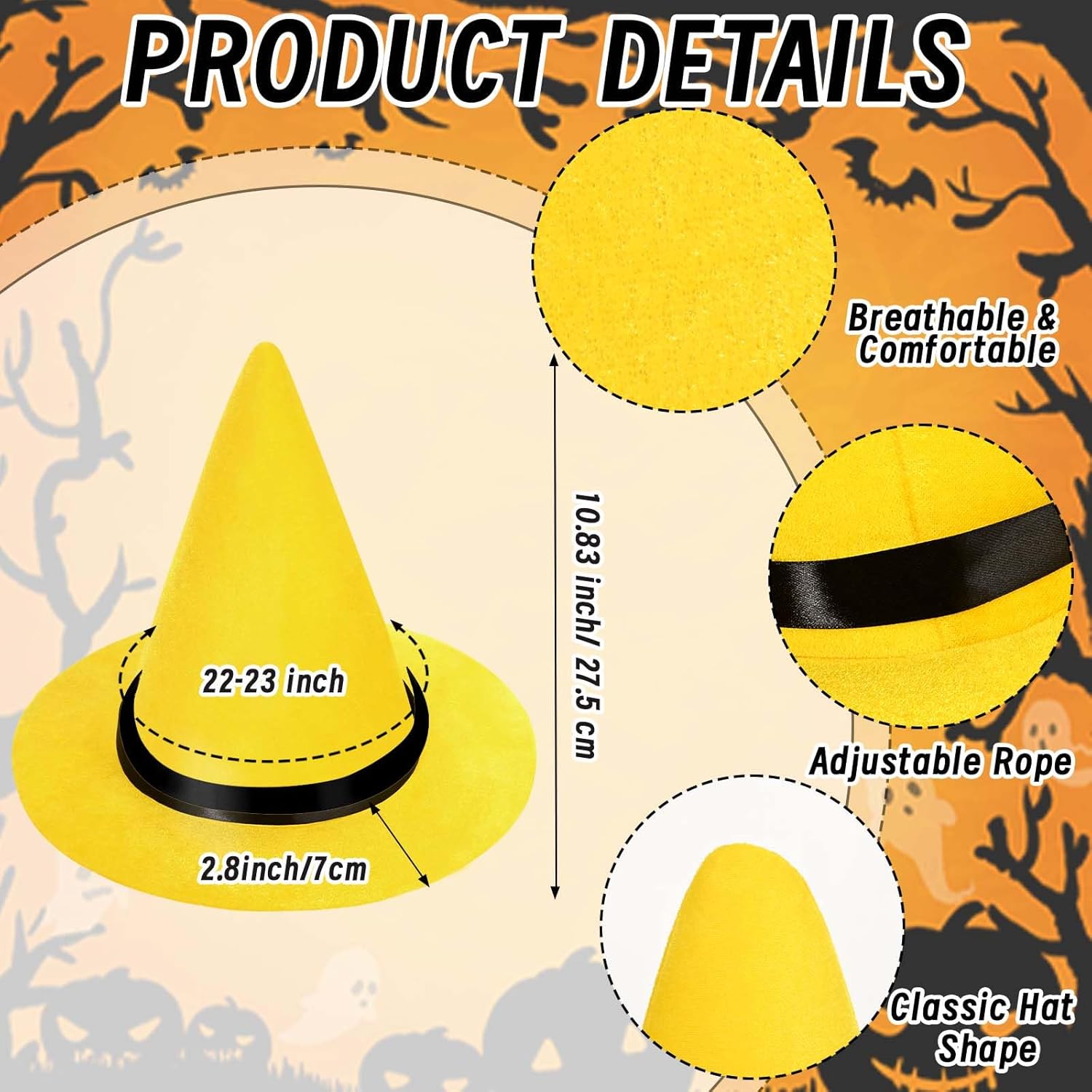 3 Pcs Halloween Monkey Friend Costume Include Yellow Hat,Dots Tie and Belt for Men Women Party Cosplay - Image 2
