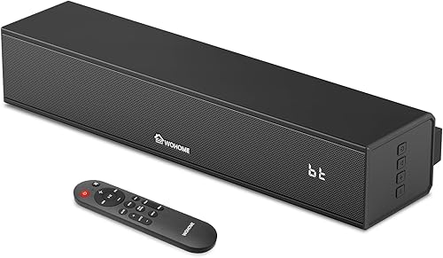Wohome Barra de sonido 2.1 para Smart TV con subwoofer integrado, 6 niveles de mejora de voz, altavoces de barra de sonido de TV pequeños de 15