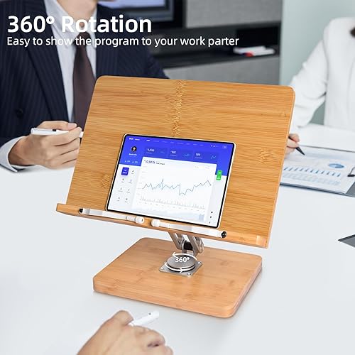 Miniatura 4 de Crocqett - Soporte de libro para lectura, ajustable giratorio de 360 grados, con clips de página, soporte grande para libros de cocina, música,