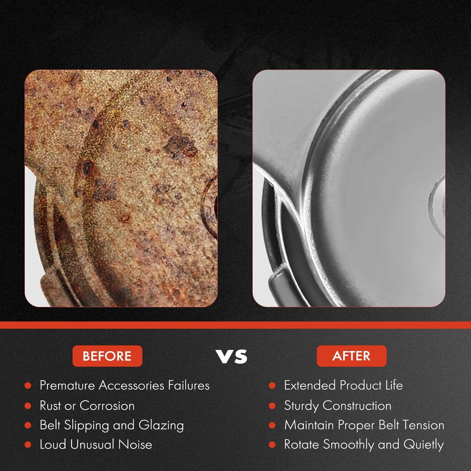 A-Premium Belt Tensioner Assembly with Pulley Compatible with Ford F-150 F150 2011-2022, Mustang 2011-2012/2015-2017, 5.0L, Replace# BR3E6B209HC, BR3Z6B209H