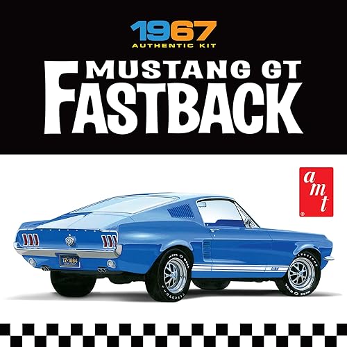 Vista 2 de AMT Round 2 1967 Ford Mustang GT Fastback Kit de modelos a escala 1:25, cromo (AMT1241)
