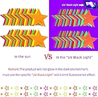 Vista 2 de Guirnaldas de Papel Neón de 102 pies, Serpentinas con Estrellas Huecas, Decoraciones de Luz Negra que Brillan en la Oscuridad, Recuerdos Reactivos a