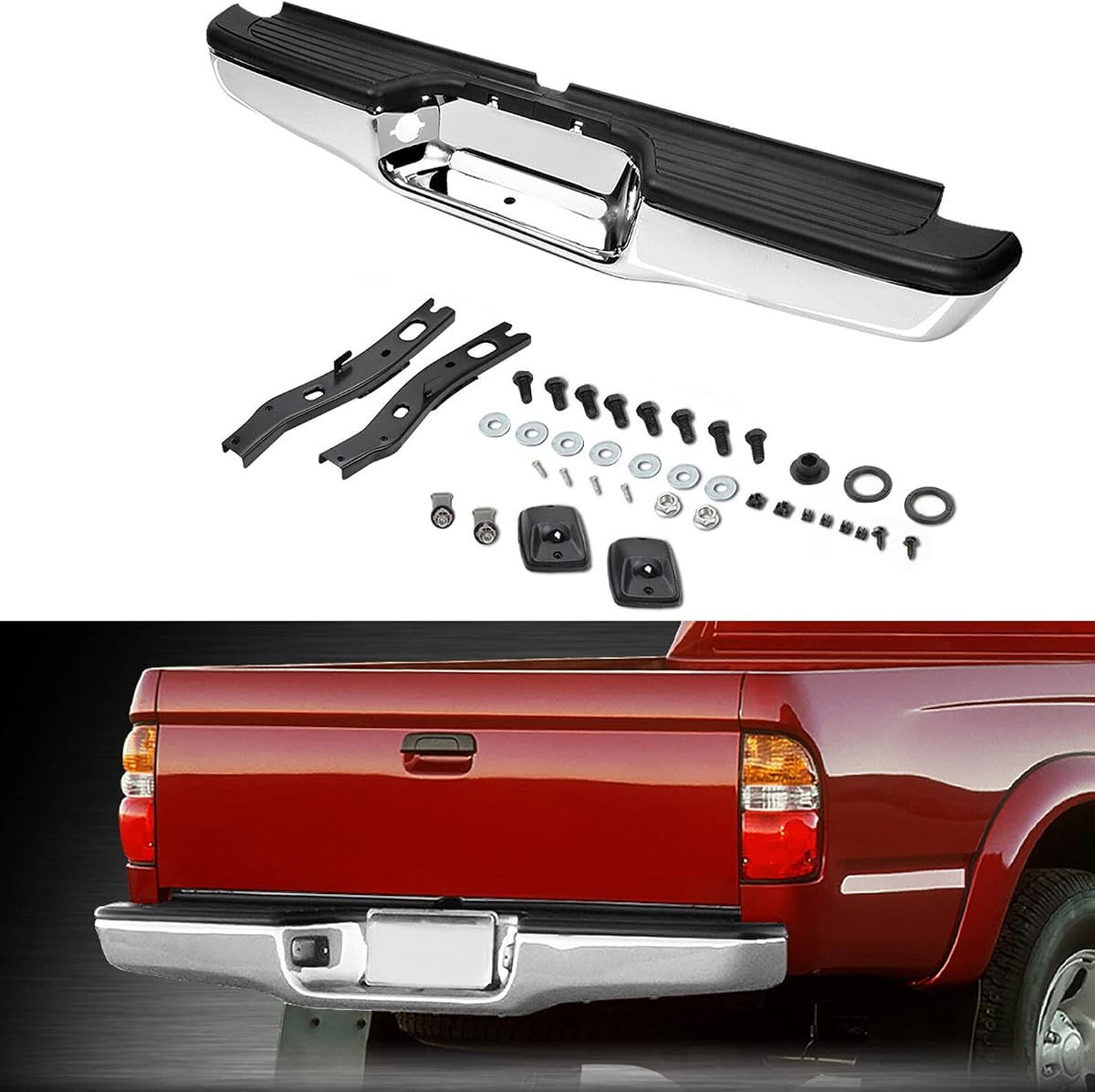 Rear Bumper Steel Chrome Step with Face Bar Assembly Replacement for 1995-2004