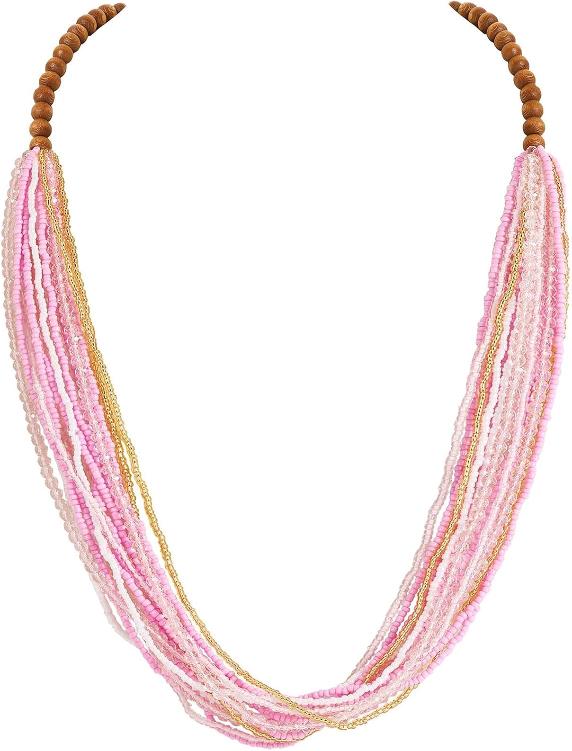 Coiris Chunky Statement Necklaces for Women Boho Multi Long Layered Strand Beaded Necklace for Women Handmade Crystal Beach Jewelry Gift