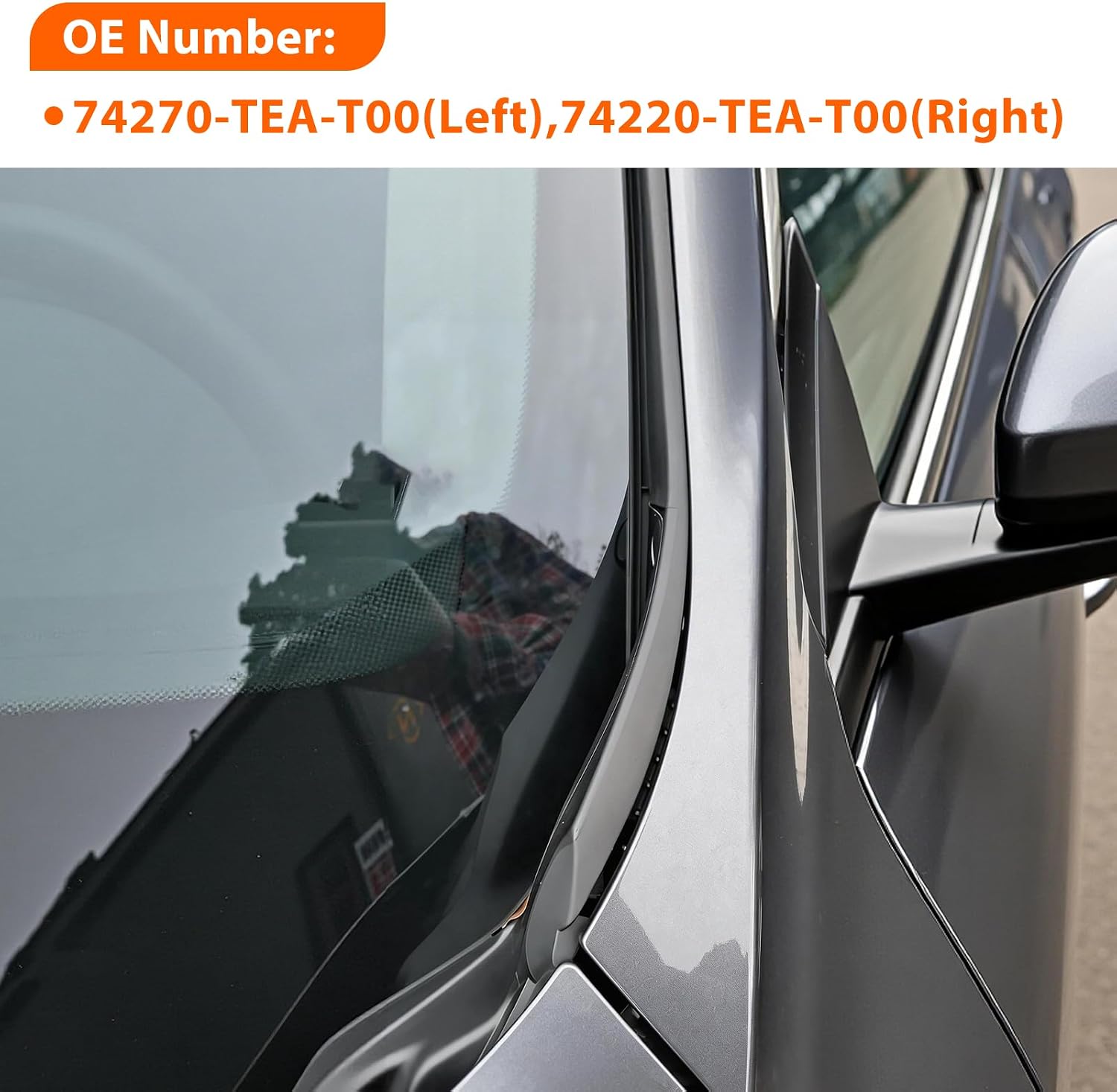 Moonlinks 2PCS Front Windshield Wiper Side Cowl Cover Compatible with Honda Civic 2017-2021, Wiper Cowl Extension Cover Trim Left Driver & Right Passenger Side for 74270-TEA-T00,74220-TEA-T00