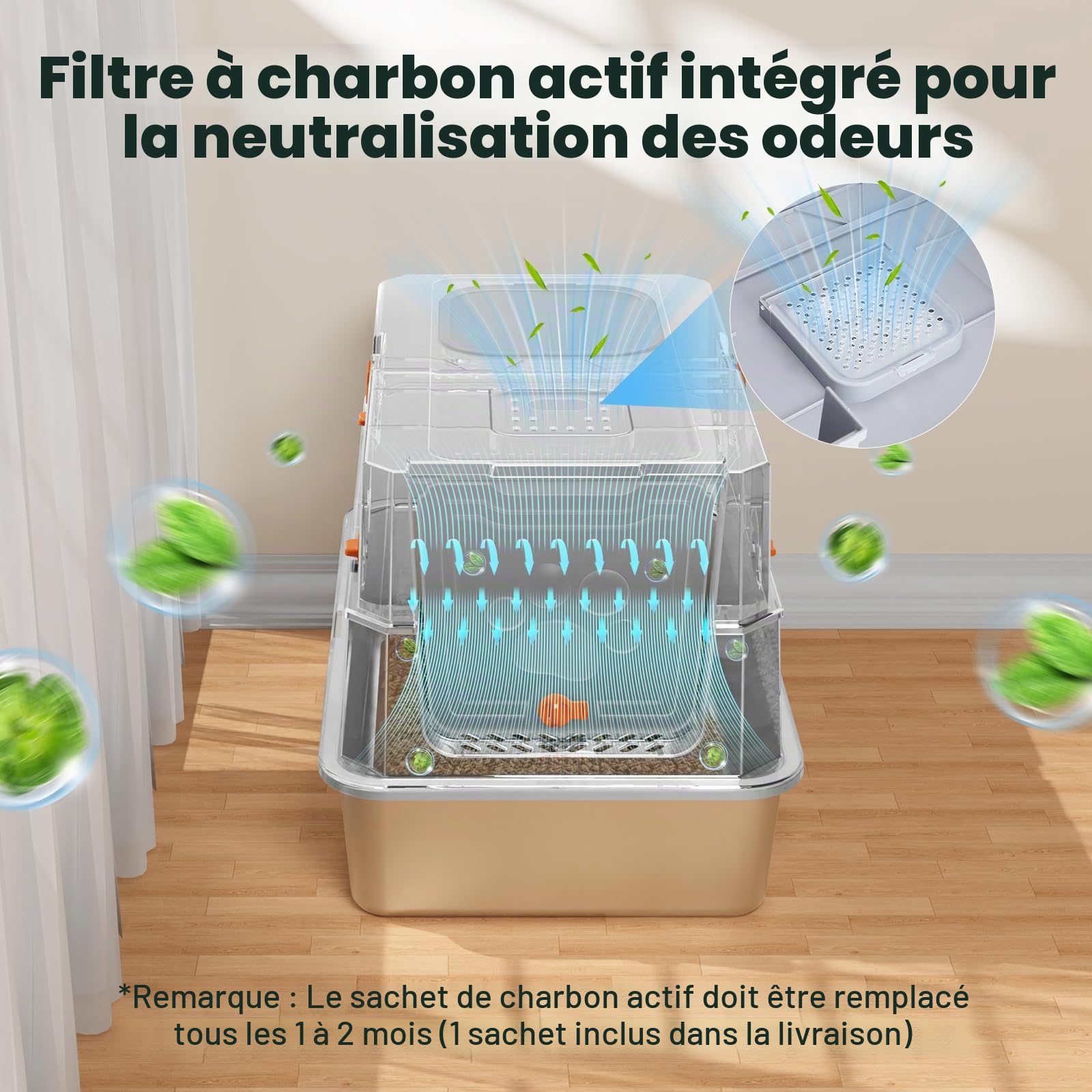 MIXJOY Bac à Litière en Acier Inoxydable XXL avec Couvercle, Toilette pour Chat en Acier Inoxydable à Deux Portes, Bac Fermé avec Pelle, Facile à Nettoyer, Convient pour Chats de Grande Taille