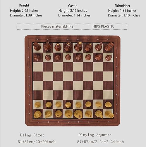 Miniatura 4 de Juego de ajedrez grande portátil de 20 pulgadas con piezas ponderadas de torneo estándar, perfecto para viajes