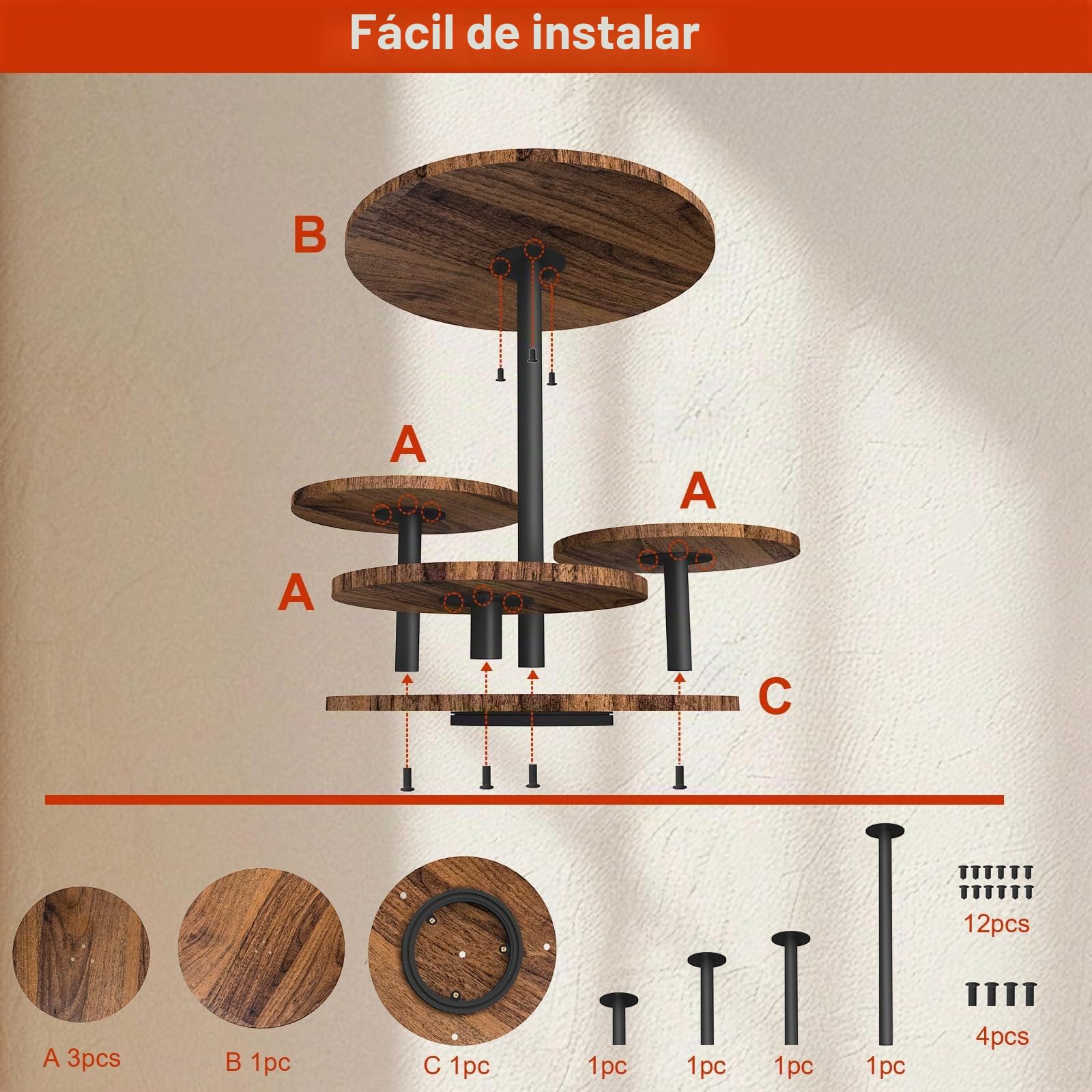 Cupcake Woods Floor, expositor giratorio de 360° para cupcakes de 4 pisos con forma de flor, que puede utilizarse como frutero o bandeja, fácil de montar para fiestas, bodas y festivales