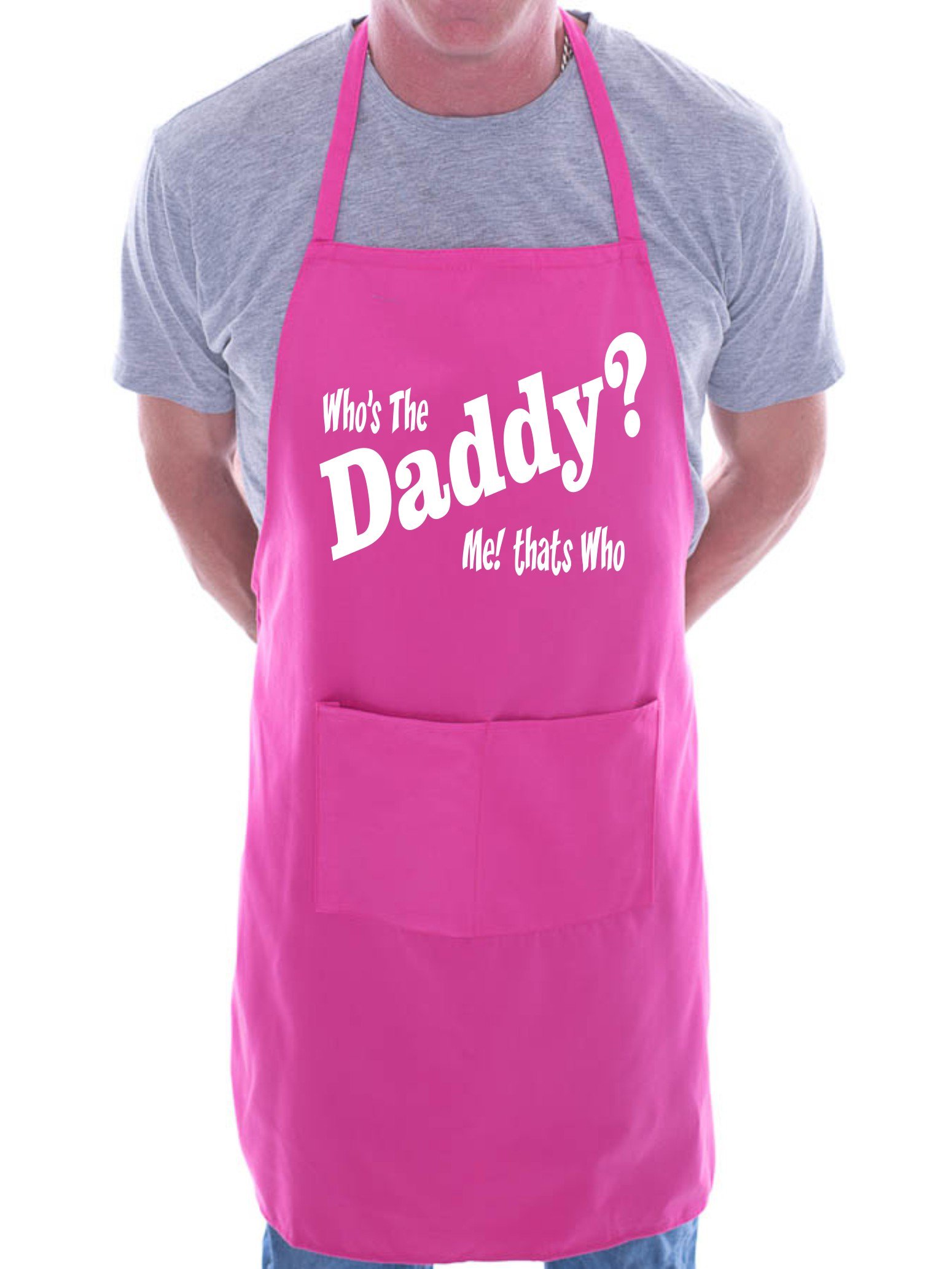 Print4u Men's Pink Who's The Daddy New Dad Baby Bbq Cooking Novelty Apron