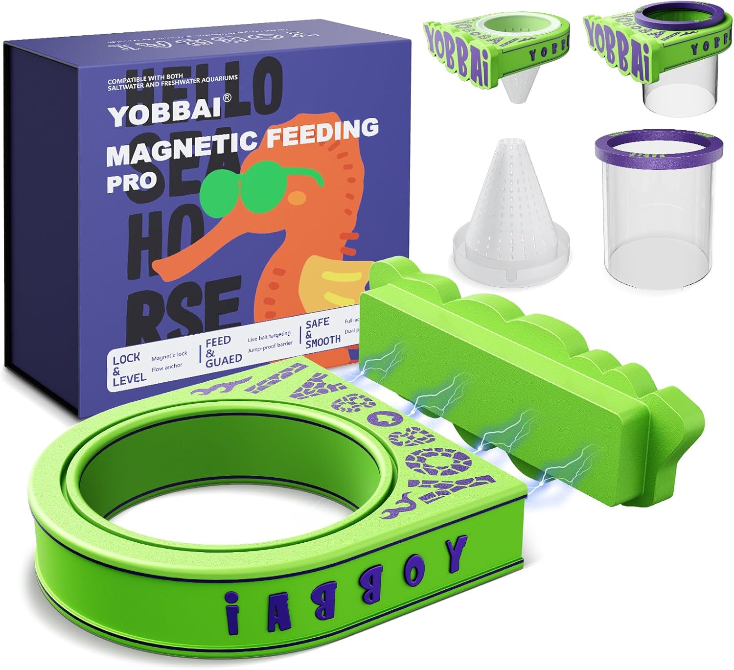 Yobbai Magnetic Fish Feeding Ring – Strong Magnet Feeder for Betta Goldfish Shrimp, Stops Waste, Anti Jump, Works with Floating Pellets Frozen & Live Worms
