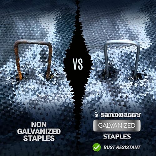 Miniatura 3 de Sandbaggy Grapas de paisaje sin óxido de 12 pulgadas  Estacas de jardín SOD extra largas para barrera de malezas (100 grapas)