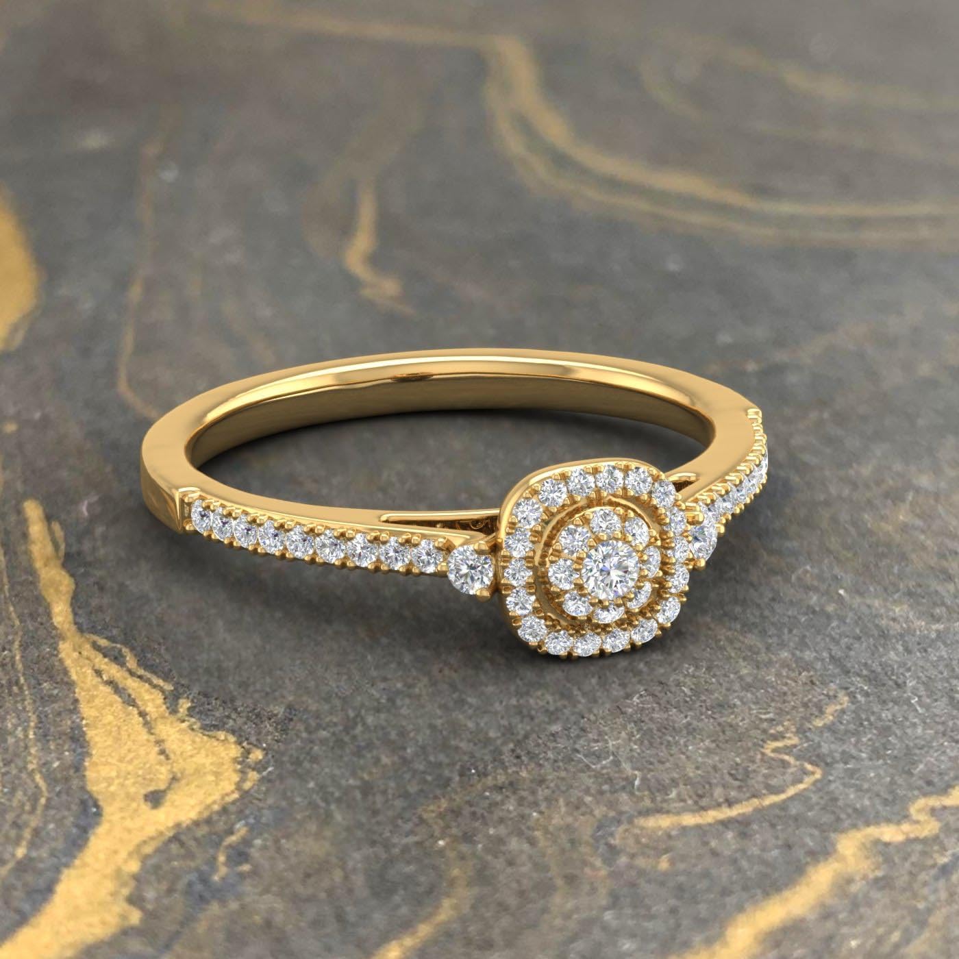1/4 Carat Diamond Engagement Rings in 10K Solid Gold - IGI Certified