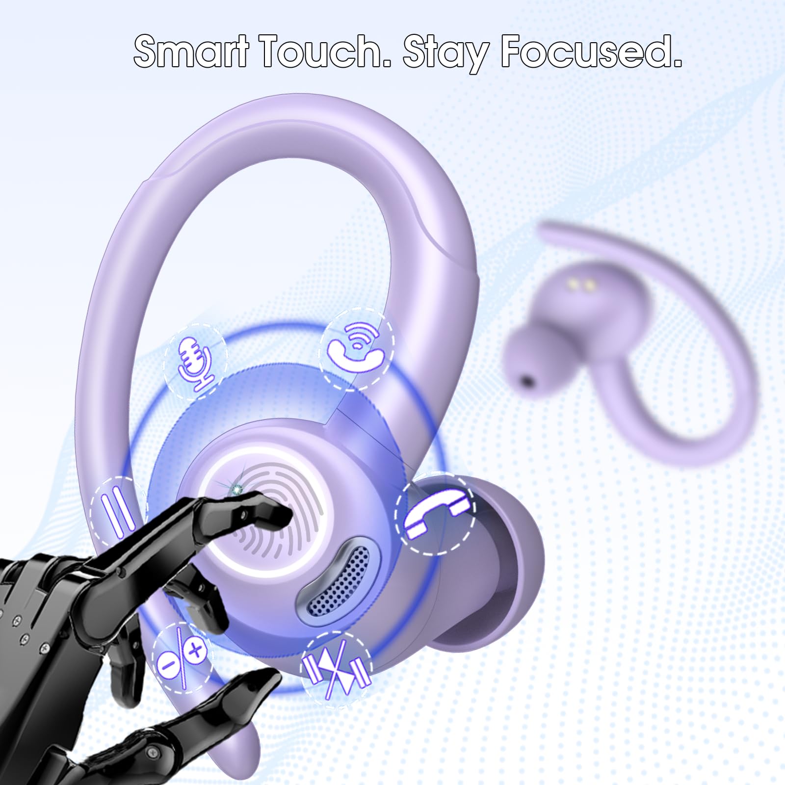 Csasan Auriculares Inalámbricos Bluetooth 5.3 Estéreo con 4 ENC Cancelación Ruido, púrpura