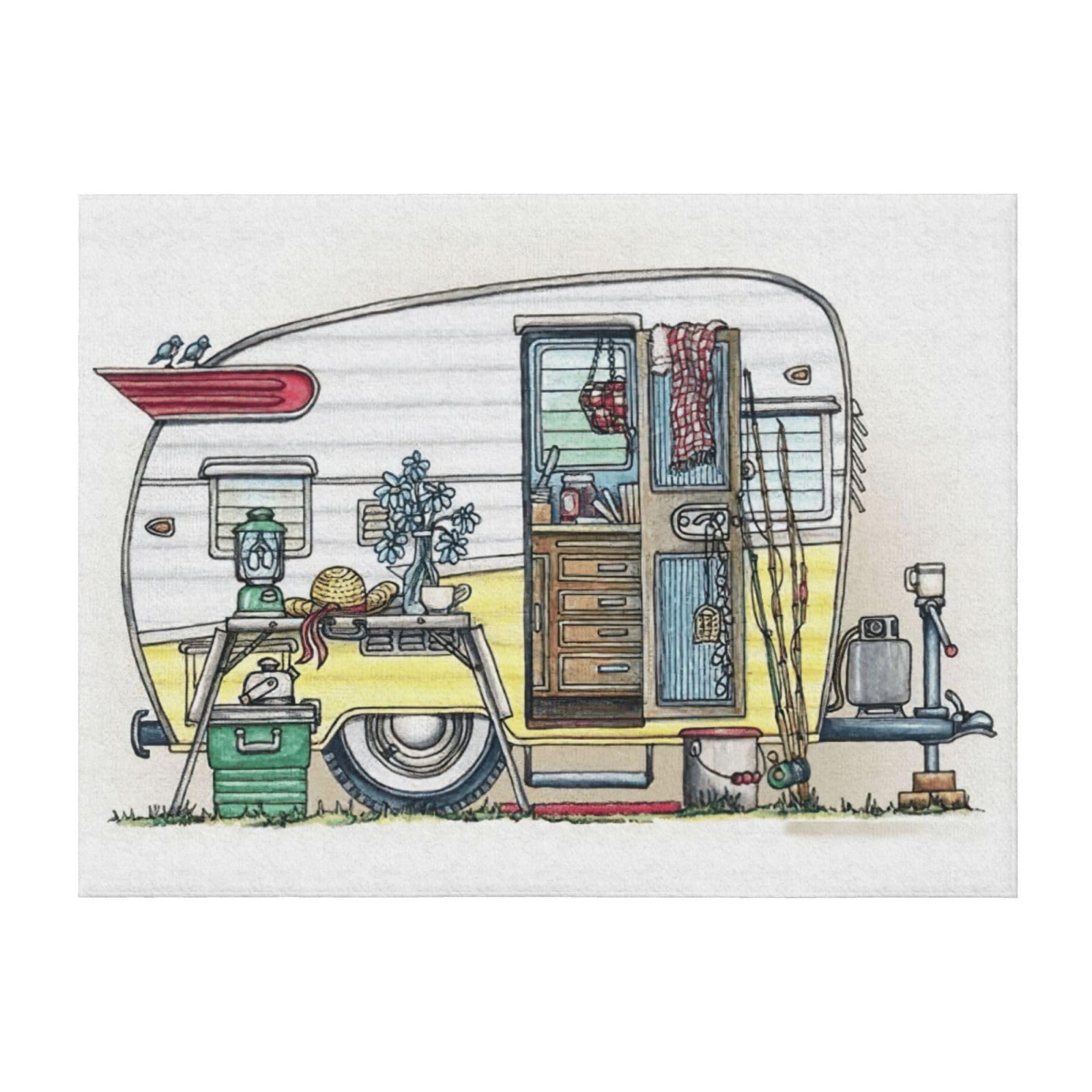 Couverture imprimée Happy Campers grand confort plaid léger lit canapé fauteuil