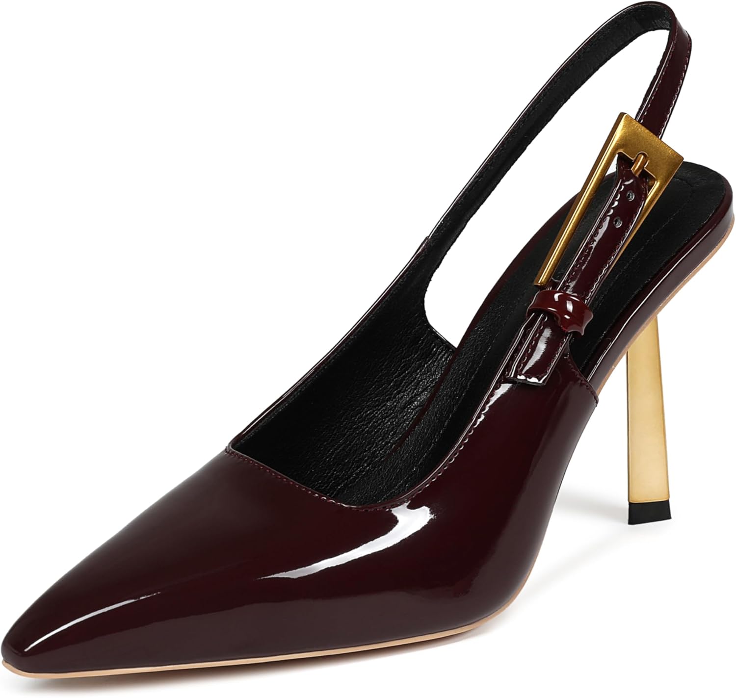 Women's Slingback Stiletto Heels - Patent Leather Design