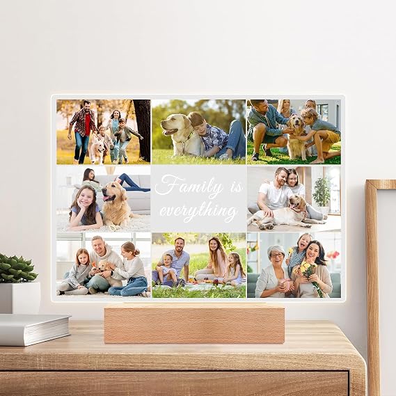 Personalized Picture Frame with Photos, Custom Picture Frames, Personalized Photo Frames, Customized Anniversary Birthday Gifts for Women Men Mom Dad Baby Kid Family Friends Girlfriend Her Wife