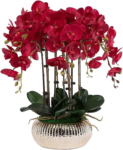 Falaenopsis artificial con florero, orquídea artificial, bonsái, plantas falsas de imitación, centros de mesa, centros de mesa, decoración de sala