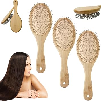 Metal Bristle Hair Brush,Bristle Hair Brush for Women and Men,Scalp Massage Anti-frizz Styling Hairbrush Comb for Curly Fine Wavy Normal Hair 3PCS