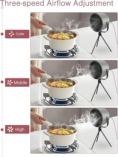 Miniatura 5 de LOFICOPER Campana extractora portátil, campana extractora de escritorio, extractor de cocina portátil, mini campana extractora de bajo ruido con 3