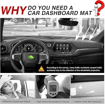 Autorder Dashboard Cover Mat for 2019-2025 2026 Chevy/Chevrolet Blazer Accessories Dash Cover Flannel Dash Mat Sunshade Glare UV Rays Protector