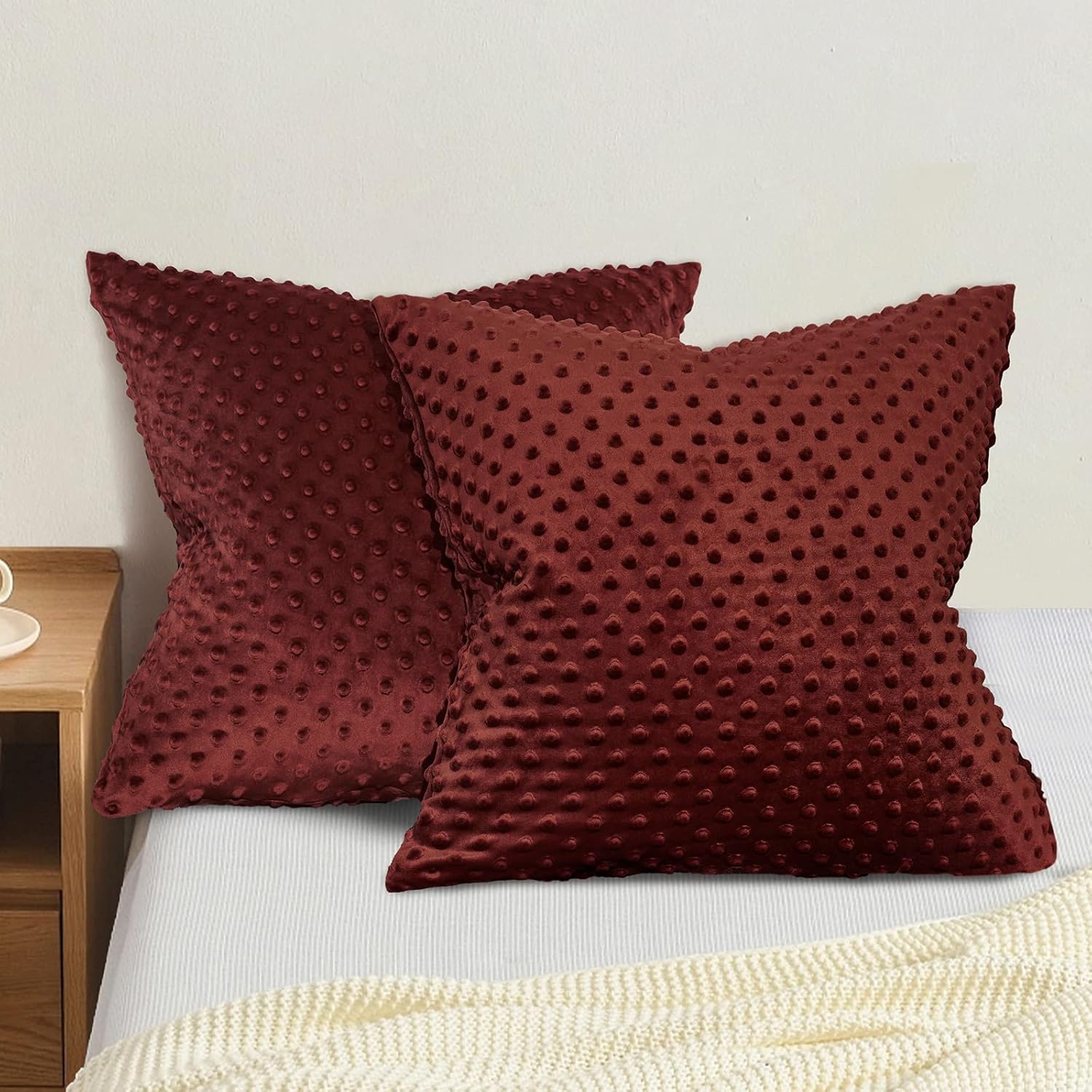 PHF Minky Dot Euro Sham 26"x 26", 2 Pack Soft Cozy Minky