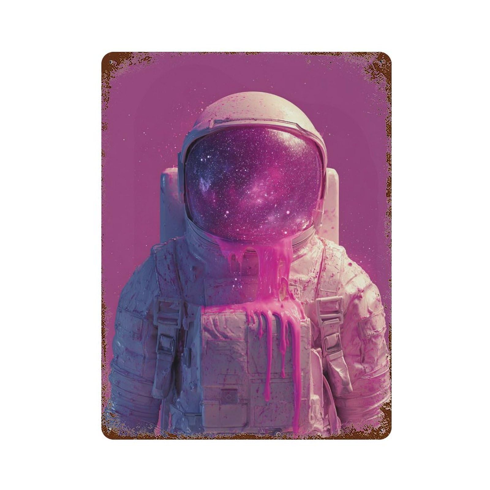 Cosmic Astronaut Art Print-1 Vintage Metal Tin Sign 15.7"x11.8", Ideal for Shed, Workshop And Garage Wall Decor