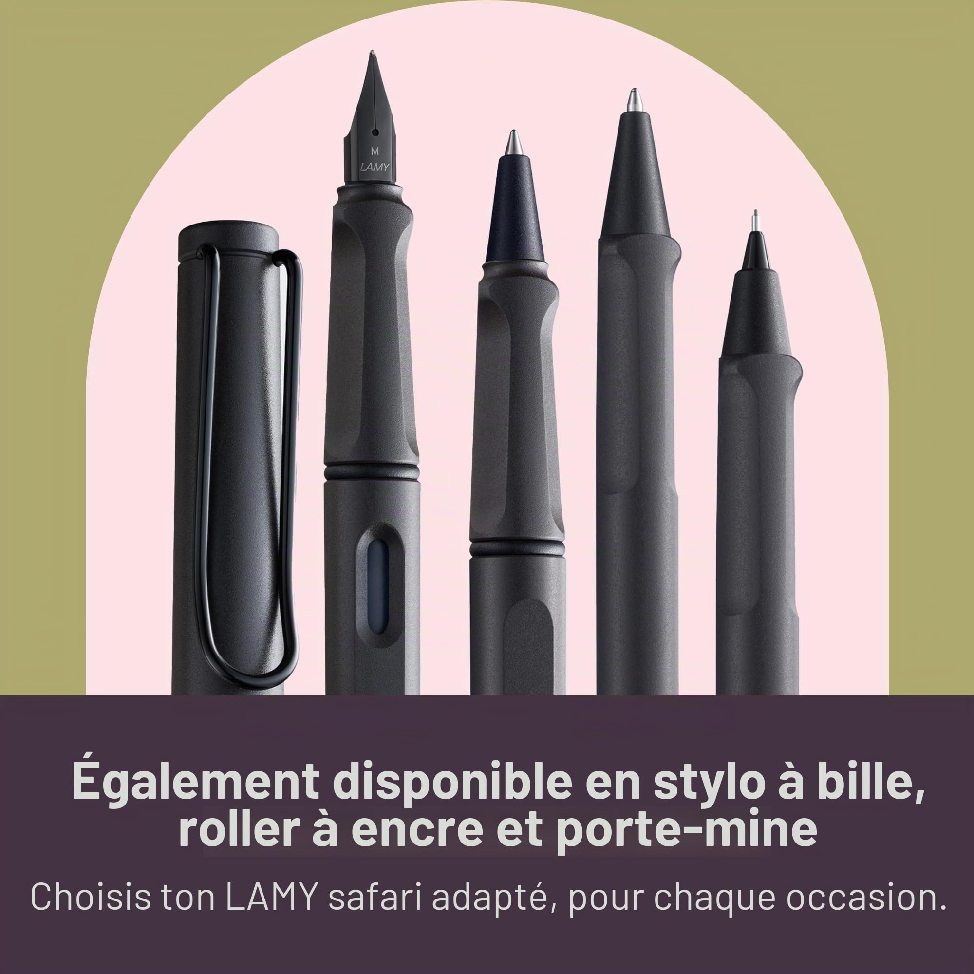 Lamy safari scarlet - Stylo roller avec grip ergonomique et largeur de trait M - pour une écriture longue et agréable - en plastique robuste ASA - avec recharge roller M 63 en noir