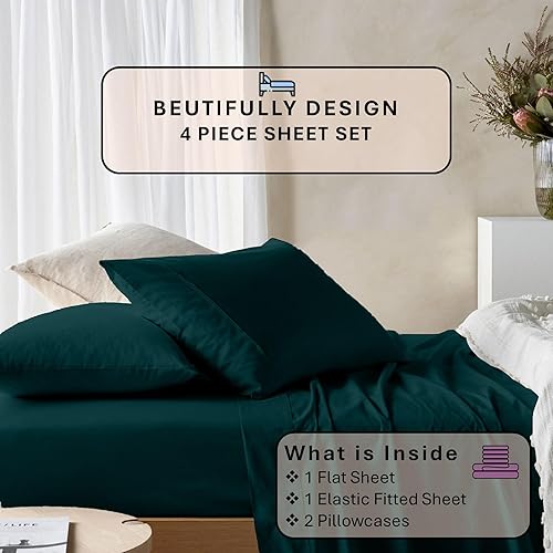 Miniatura 2 de Juego de sábanas egipcias de 800 hilos, 100% sábanas egipcias, tejido de satén suave y sedoso, juego de 4 piezas, 100% algodón egipcio, caída de